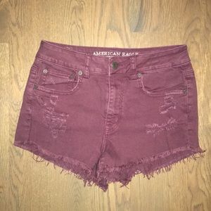 American Eagle burgundy cutoff shorts